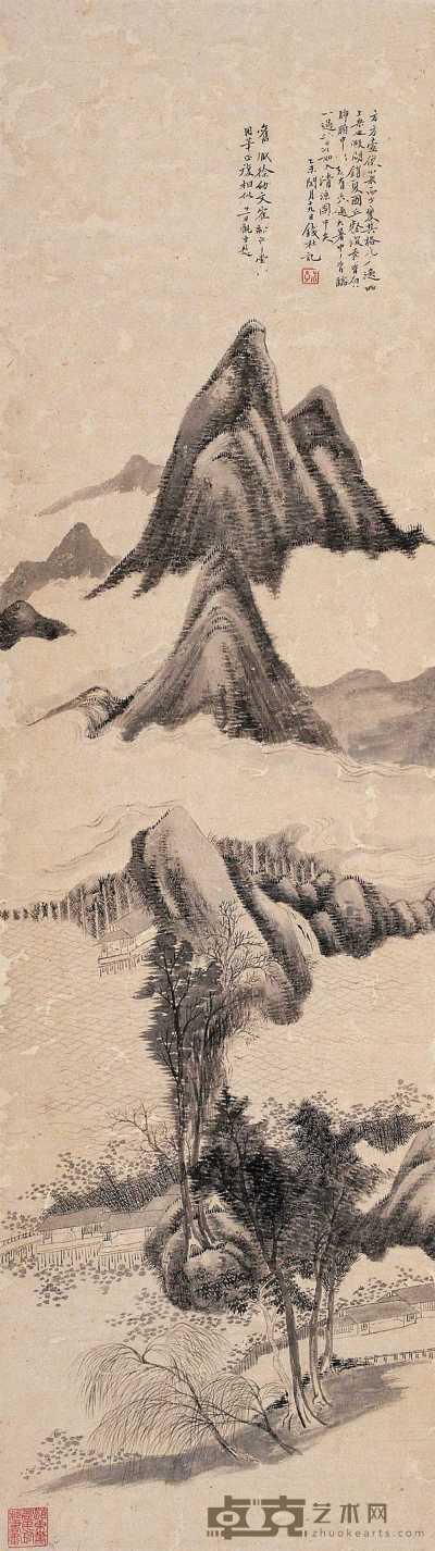 钱杜 乙未（1835）作 淀湖销夏 立轴 101.5×29.5cm
